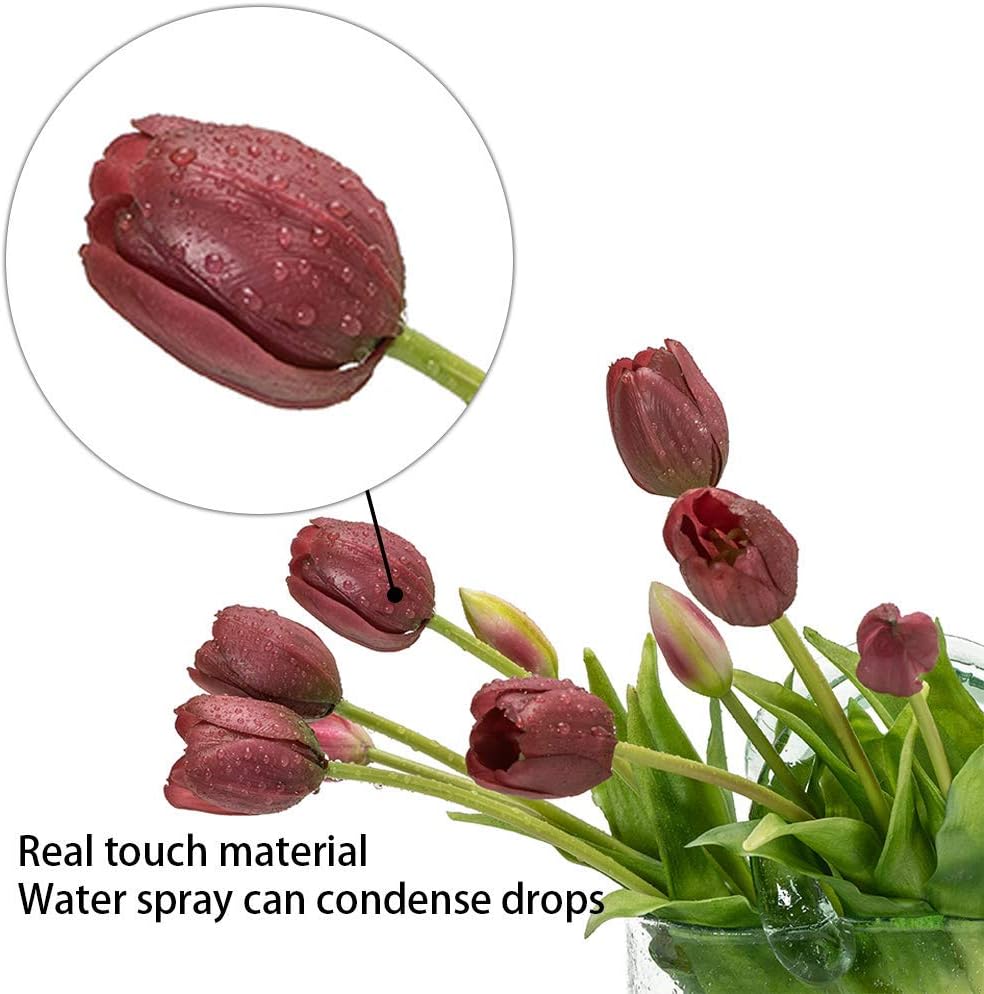 Real Touch Latex Tulip Bouquet (15pcs) – 3 Bunches Faux Tulips for Spring Home & Wedding Decor