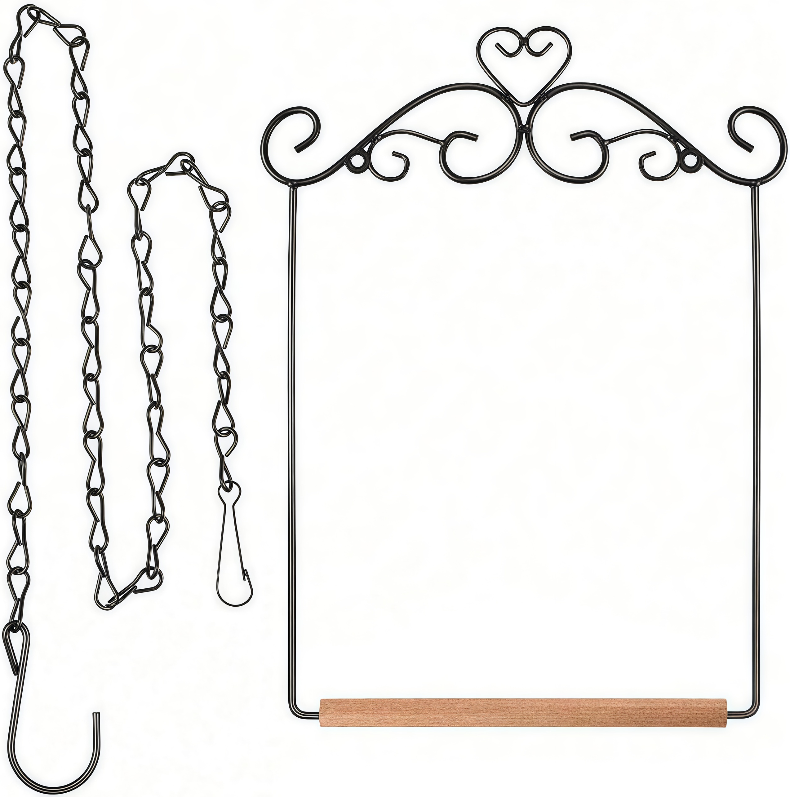 Metal Frame Bird Swing with Wooden Dowel and Hanging Chain Perch