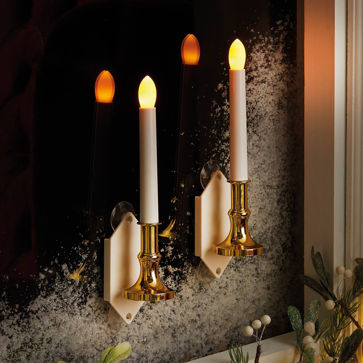 Solar Window Candle with Flickering Flame