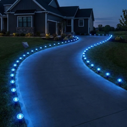 26 FT/30 LEDs Solar Blue LED Garden Pathway Lights String
