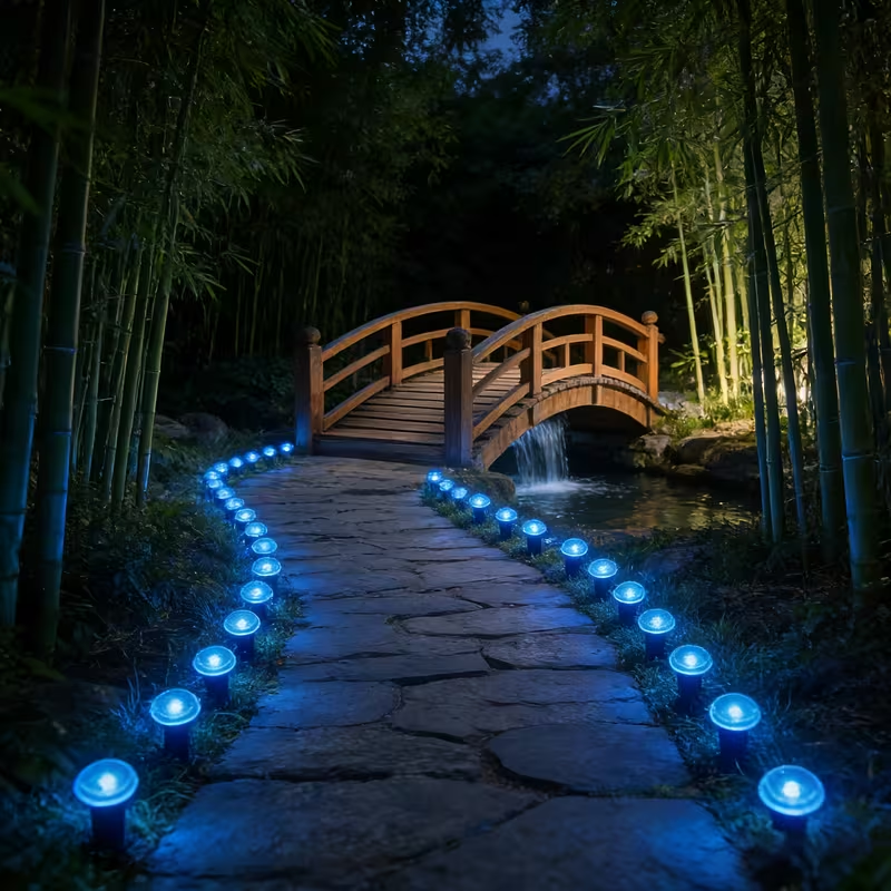 26 FT/30 LEDs Solar Blue LED Garden Pathway Lights String