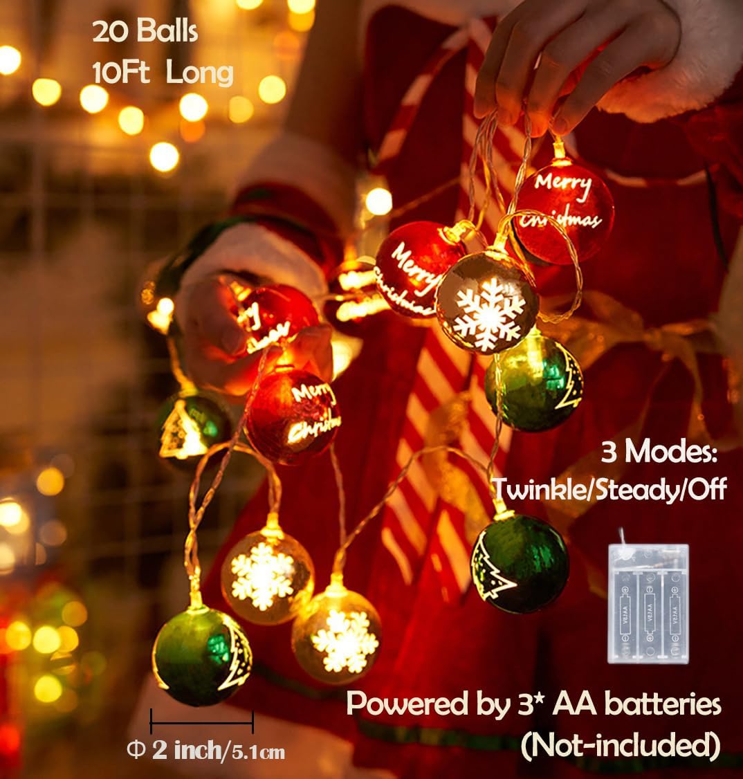 10ft 20 Led Christmas Ball String Lights