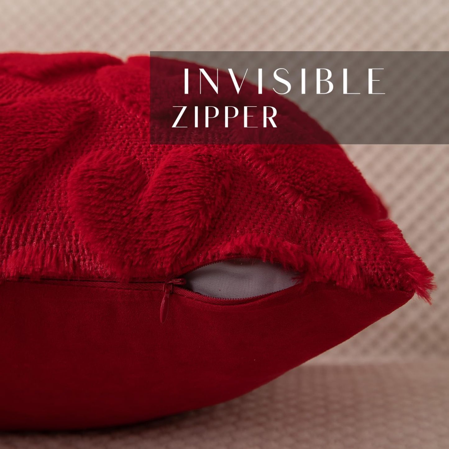 Valentine’s Day Plush Heart Jacquard Pillow Covers (18 x 18 Inch)