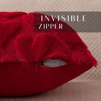 Valentine’s Day Plush Heart Jacquard Pillow Covers (18 x 18 Inch)