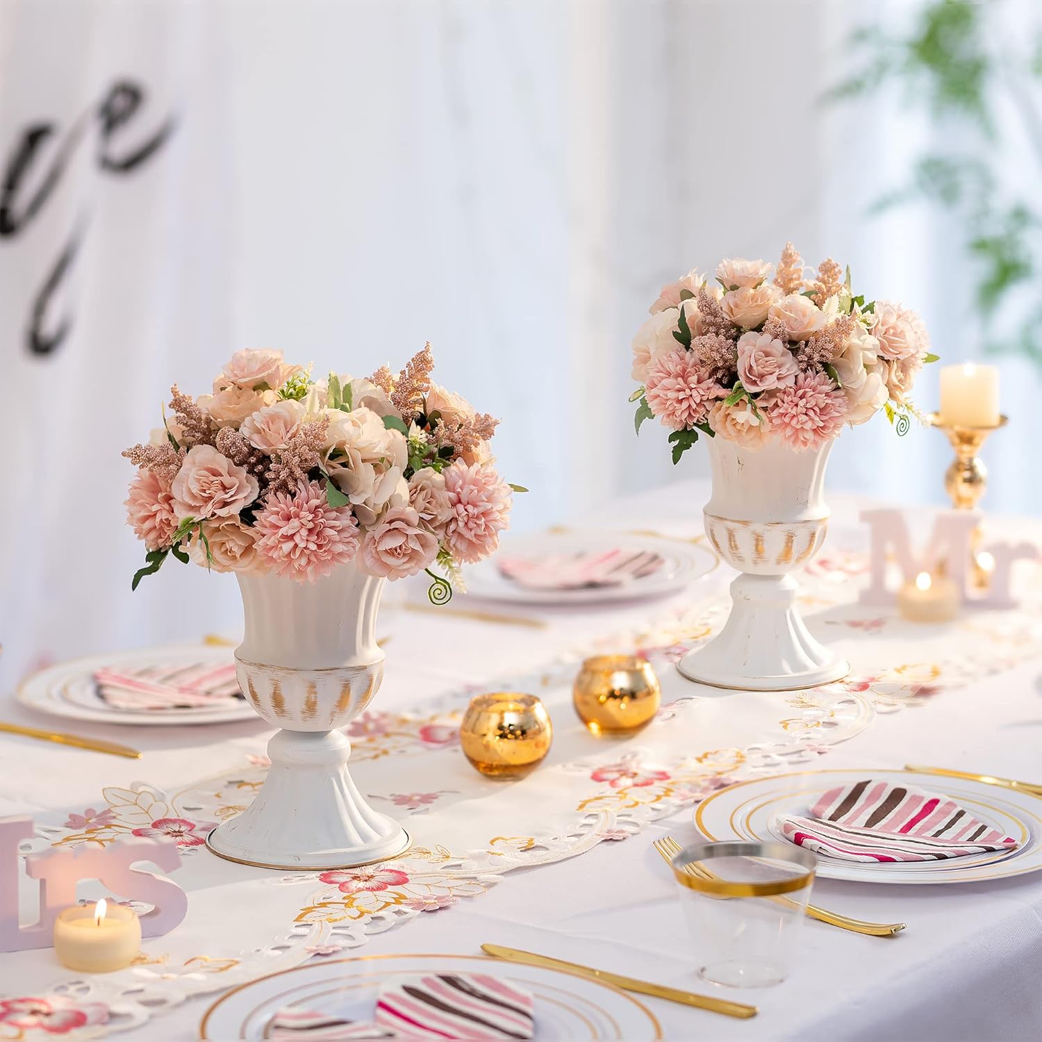 9" Rustic Metal Urn Vase