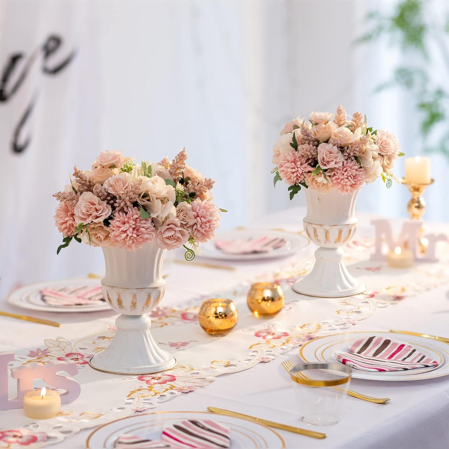 9" Rustic Metal Urn Vase