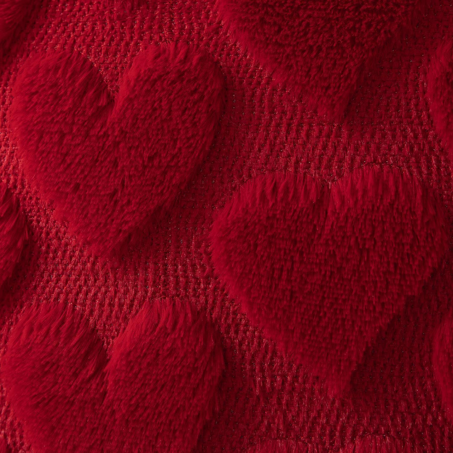 Valentine’s Day Plush Heart Jacquard Pillow Covers (18 x 18 Inch)