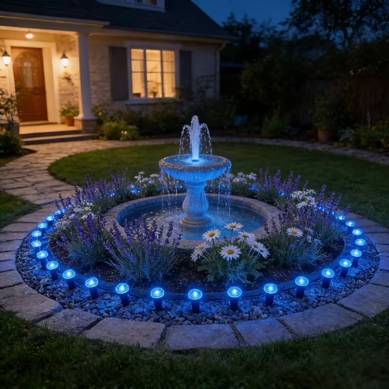 26 FT/30 LEDs Solar Blue LED Garden Pathway Lights String