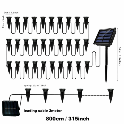 26 FT/30 LEDs Solar Blue LED Garden Pathway Lights String