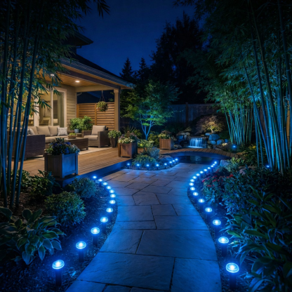 26 FT/30 LEDs Solar Blue LED Garden Pathway Lights String