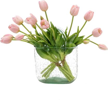 Real Touch Latex Tulip Bouquet (15pcs) – 3 Bunches Faux Tulips for Spring Home & Wedding Decor