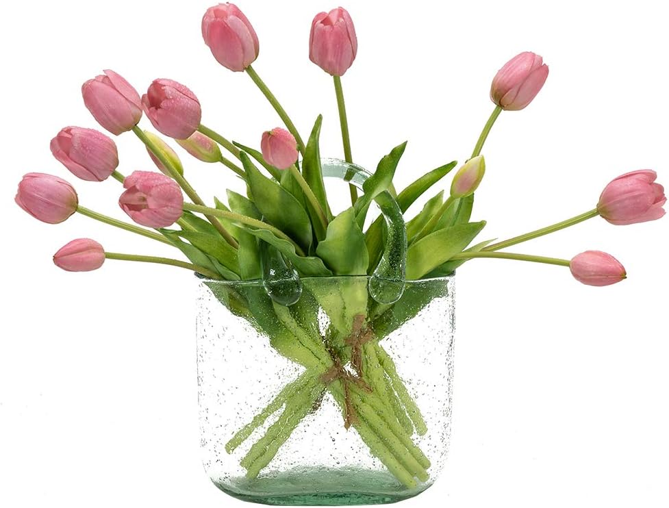 Real Touch Latex Tulip Bouquet (15pcs) – 3 Bunches Faux Tulips for Spring Home & Wedding Decor