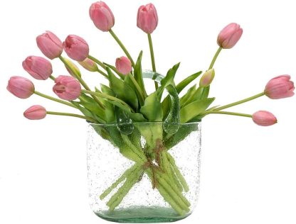 Real Touch Latex Tulip Bouquet (15pcs) – 3 Bunches Faux Tulips for Spring Home & Wedding Decor