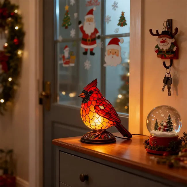 Mosaic-Style Resin Cardinal Table Lamp