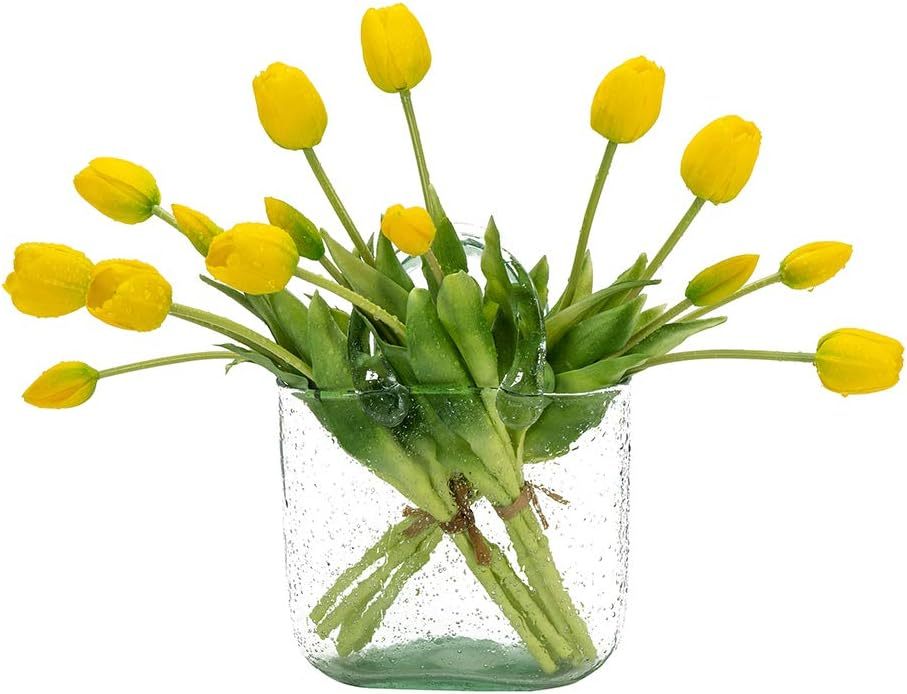 Real Touch Latex Tulip Bouquet (15pcs) – 3 Bunches Faux Tulips for Spring Home & Wedding Decor