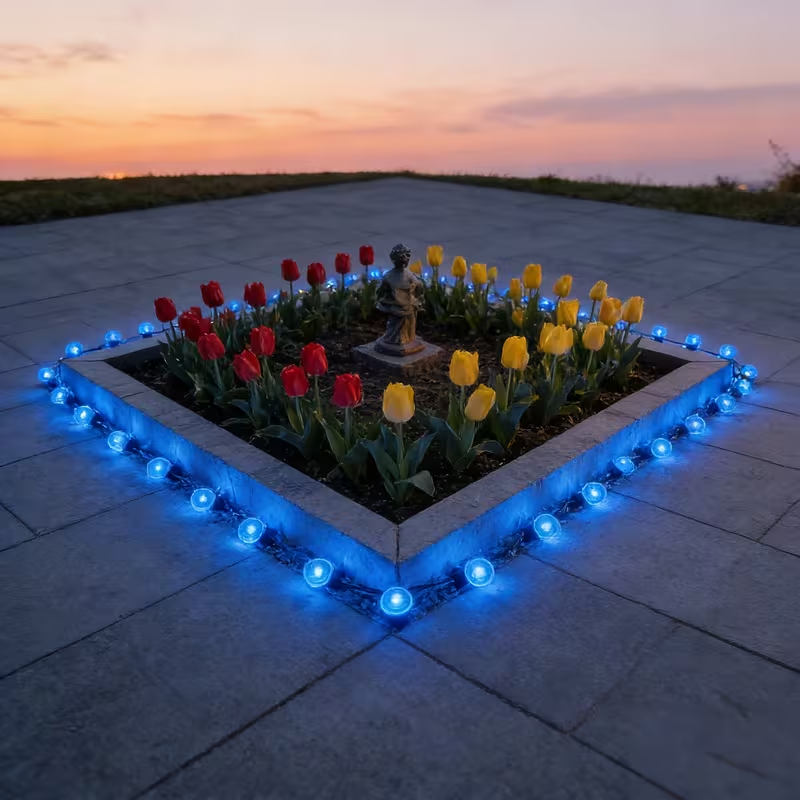 26 FT/30 LEDs Solar Blue LED Garden Pathway Lights String