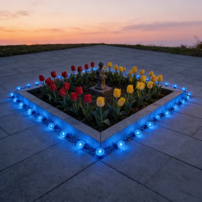 26 FT/30 LEDs Solar Blue LED Garden Pathway Lights String
