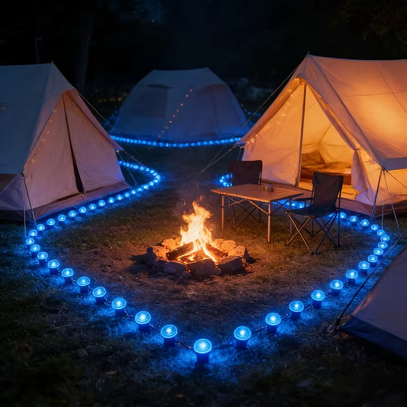 26 FT/30 LEDs Solar Blue LED Garden Pathway Lights String