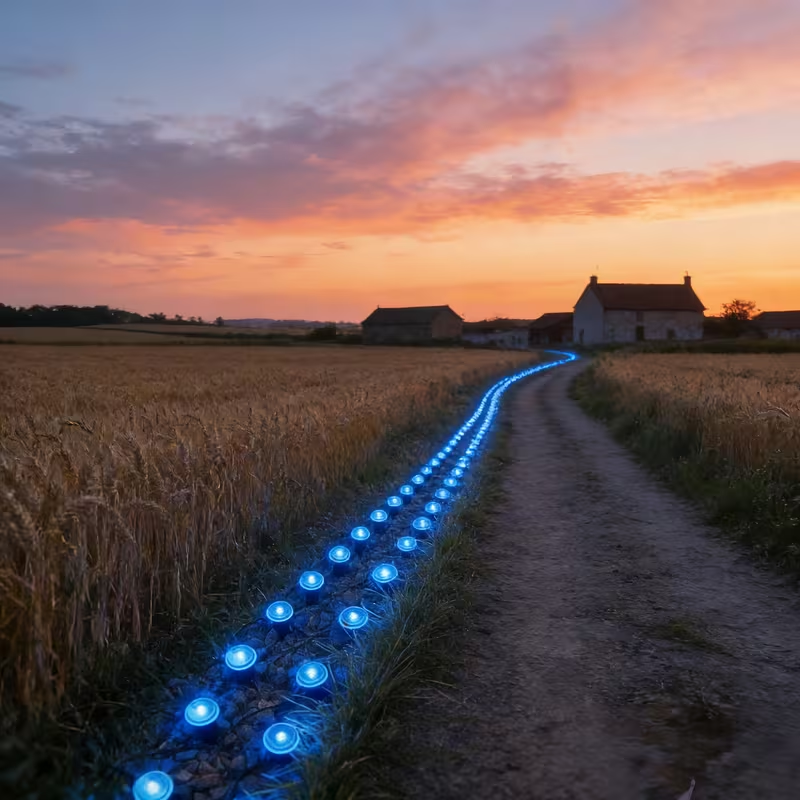 26 FT/30 LEDs Solar Blue LED Garden Pathway Lights String