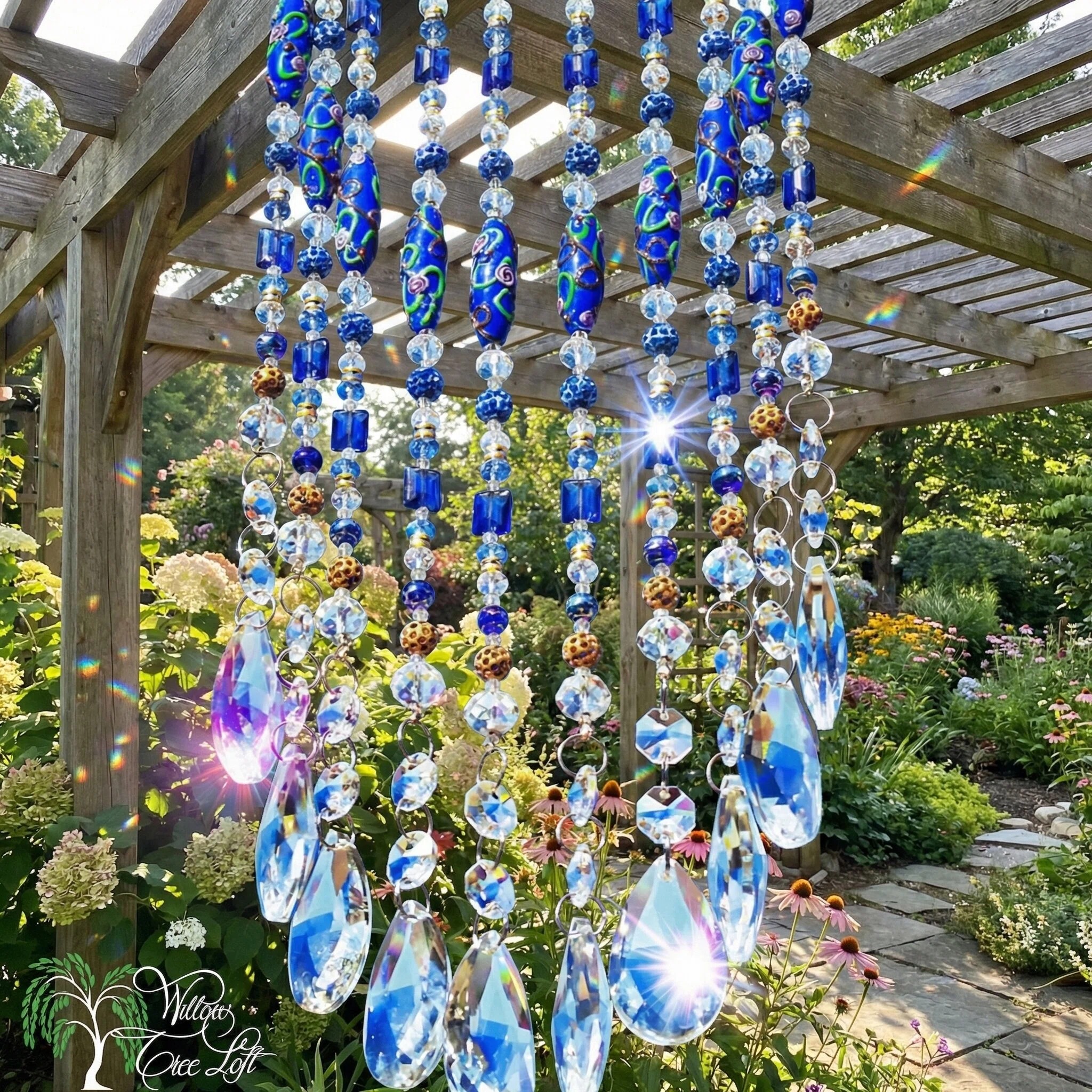 Blue Horseshoe Crystal Suncatcher