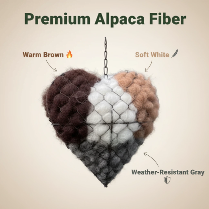 Handmade Alpaca Fiber Bird Nesting Heart