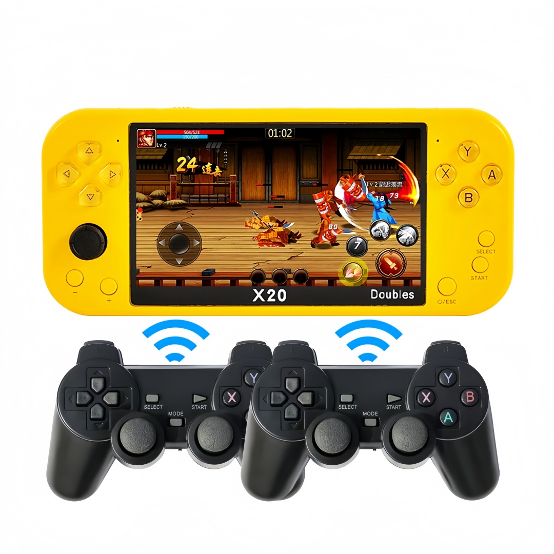X20｜5.1 inch wireless controller double-player video game console built in 12000 retro games supports video/music/e-book/electronic dictionary/HDMI output lithium battery Voice recorder portable handheld game console