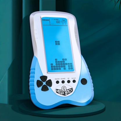 Blue backlit Block Game Console 3398 in 1 Retro Nostalgia Racing/Tank Battle/Snake Pocket Puzzle Game Console Handheld Portable Brick Educational Toy Console Gifts for Teenagers/Children