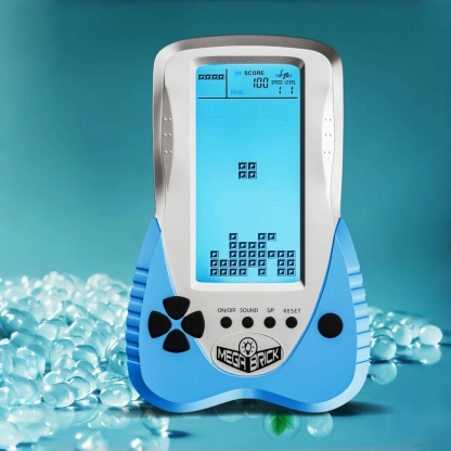 Blue backlit Block Game Console 3398 in 1 Retro Nostalgia Racing/Tank Battle/Snake Pocket Puzzle Game Console Handheld Portable Brick Educational Toy Console Gifts for Teenagers/Children