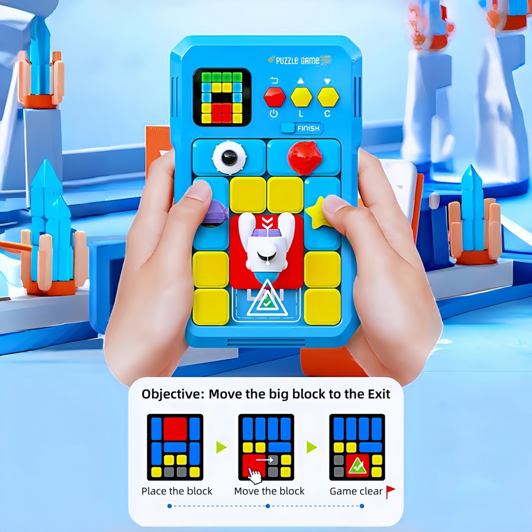 3D Intelligent Huarongdao Jigsaw Puzzle Game Machine Electronic Educational Toy Parent-child Interactive Digital Building Blocks Children/Teenagers Maze Escape Game Birthday/Holiday Gift