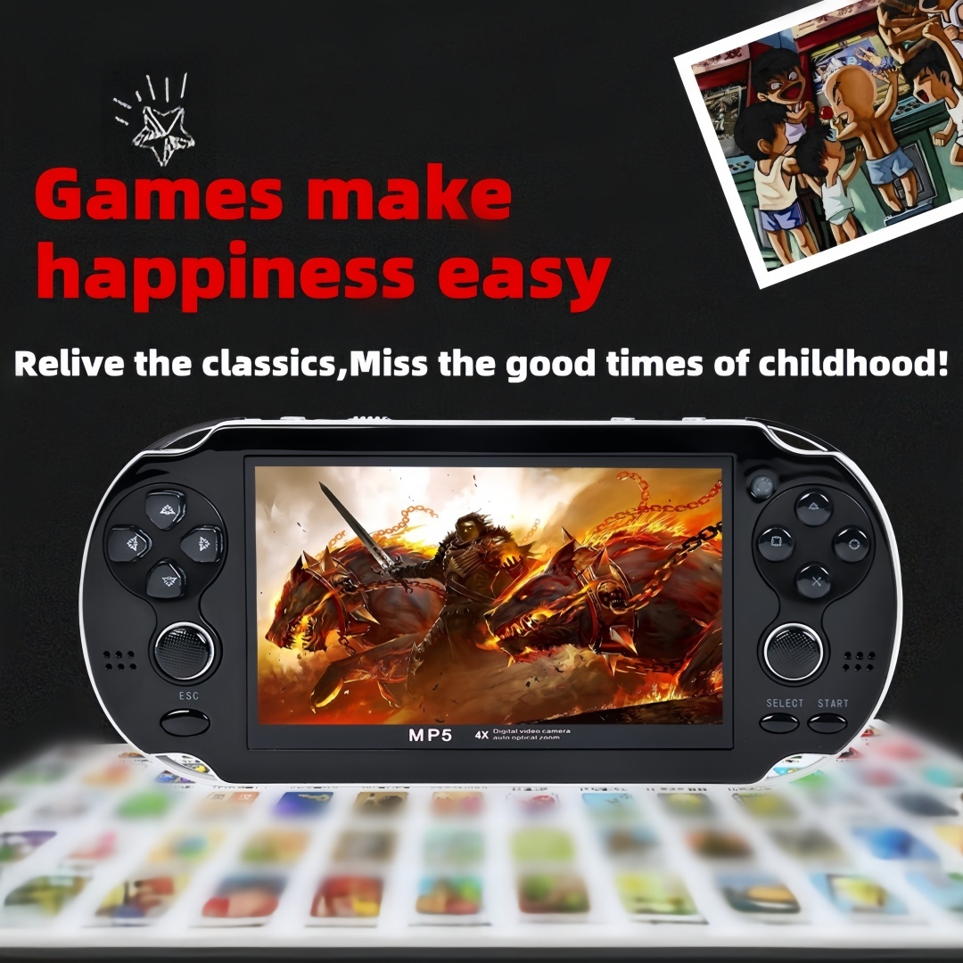 4.3 inch Retro Video Game Console Build 2200 Games for Multiple Emulators Dual Joystick Ergonomics Appearanc Support Instant Save/Load Portable Console Game Player MP3/4 Gifts
