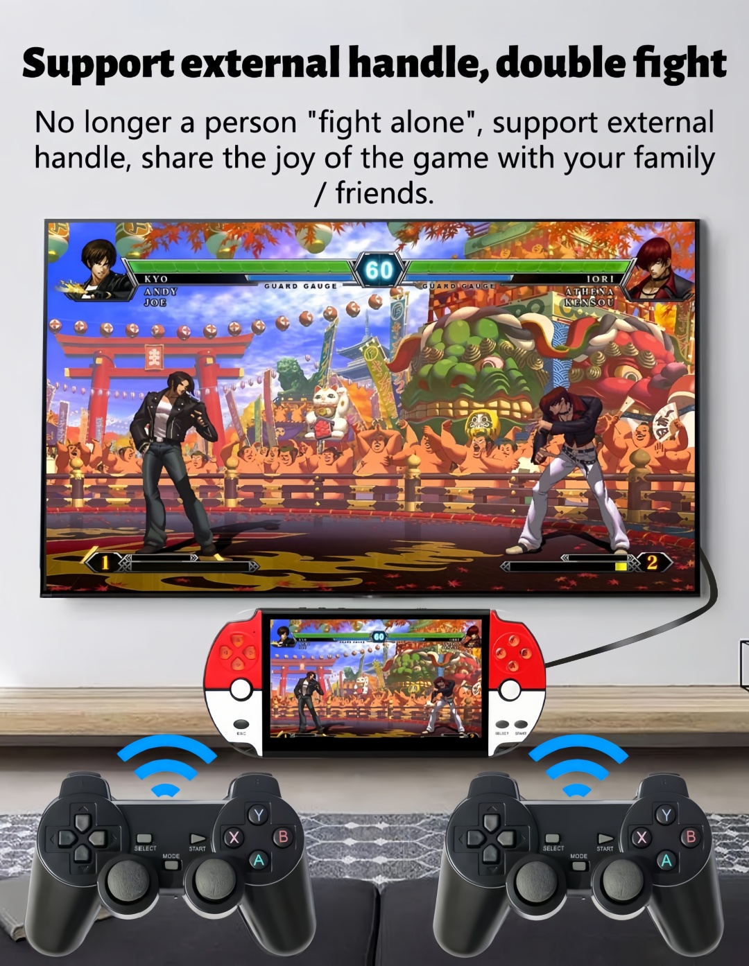 XRS-09｜7-inch multiplayer wireless handle retro video game console Birthday/holiday/Christmas gift