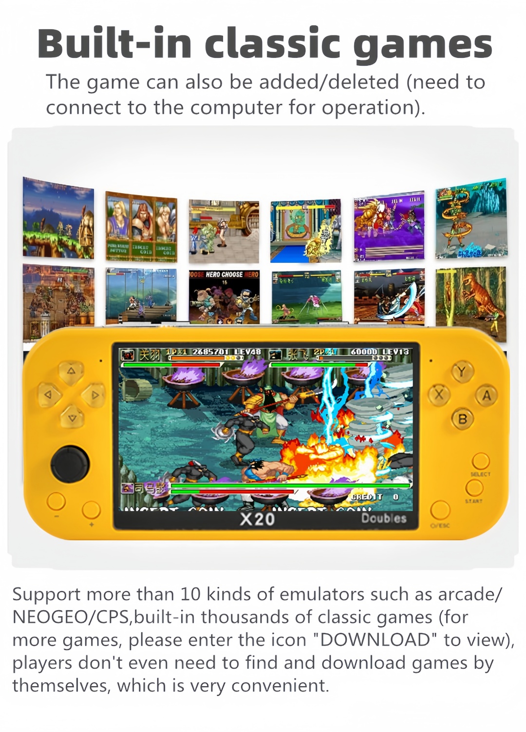 X20｜5.1-inch wireless double-player game console birthday/Christmas gift mp3/mp4