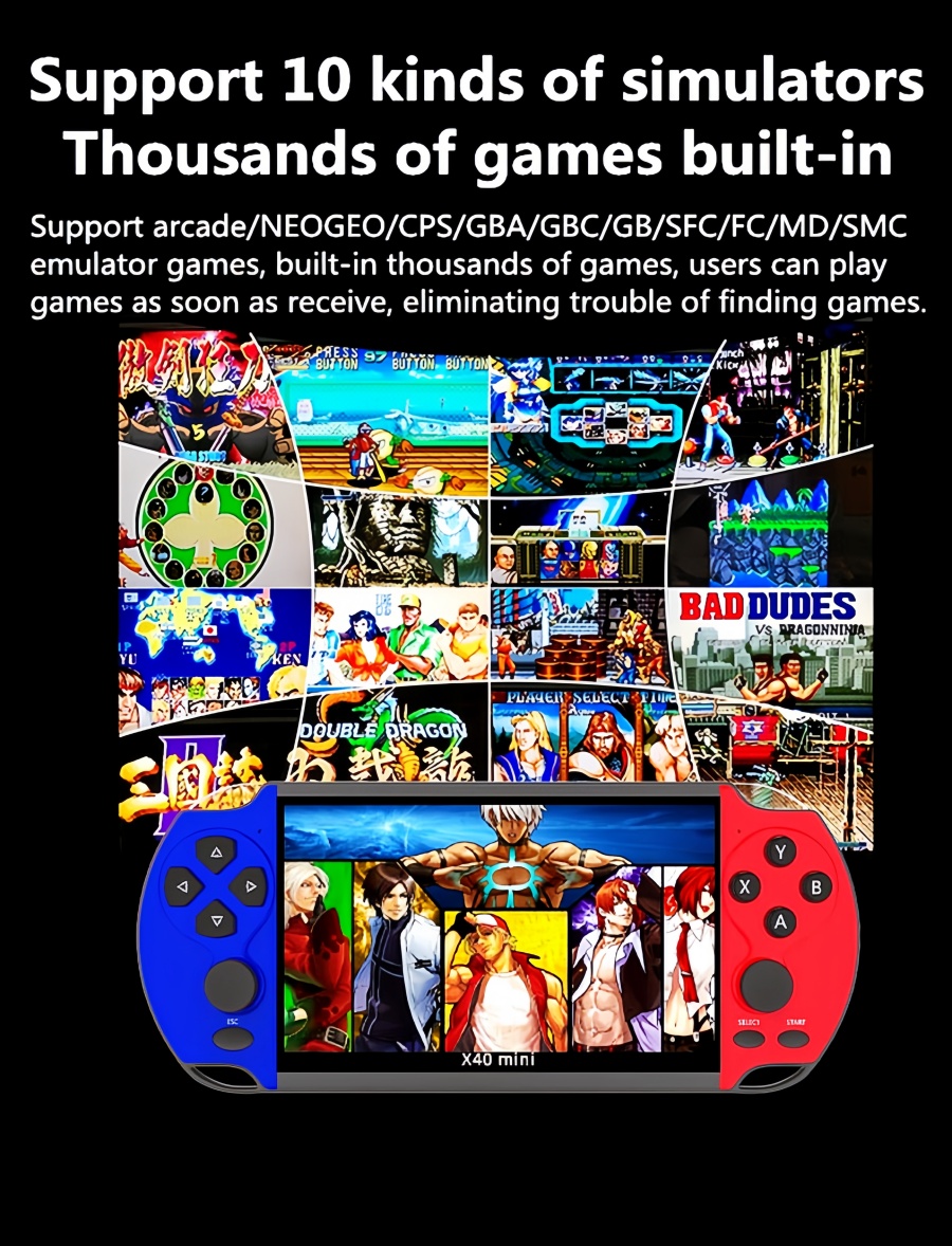X40MINI｜6.5-inch double player video game console Supports wireless controllers Birthday/holiday/Christmas gift