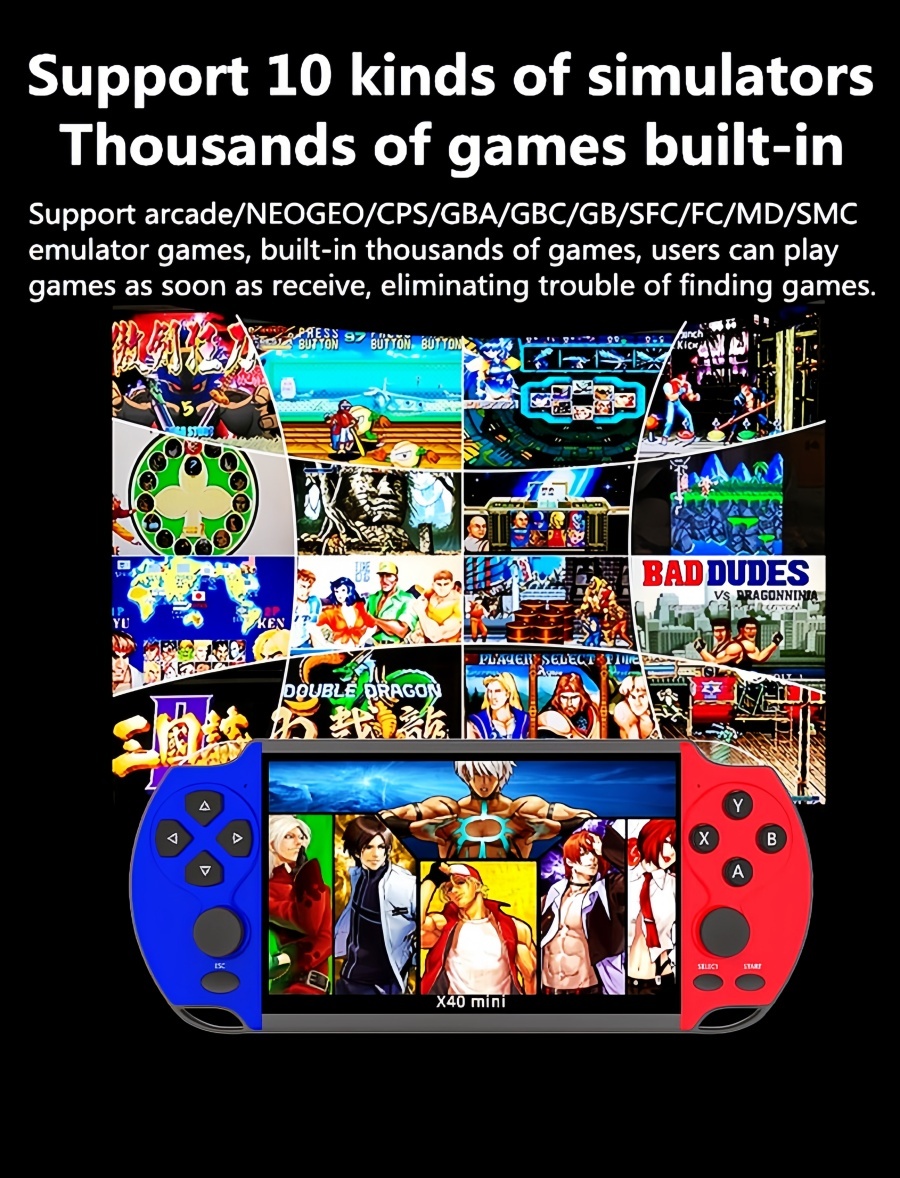 X40MINI｜6.5-inch double player video game console Supports wireless controllers Birthday/holiday/Christmas gift