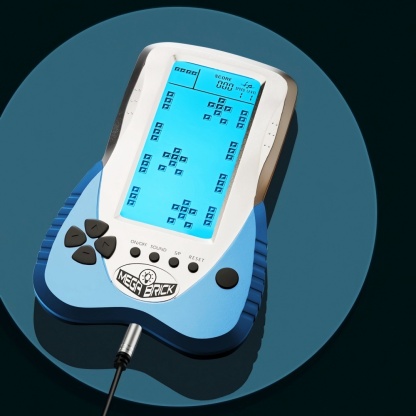 Blue backlit Block Game Console 3398 in 1 Retro Nostalgia Racing/Tank Battle/Snake Pocket Puzzle Game Console Handheld Portable Brick Educational Toy Console Gifts for Teenagers/Children