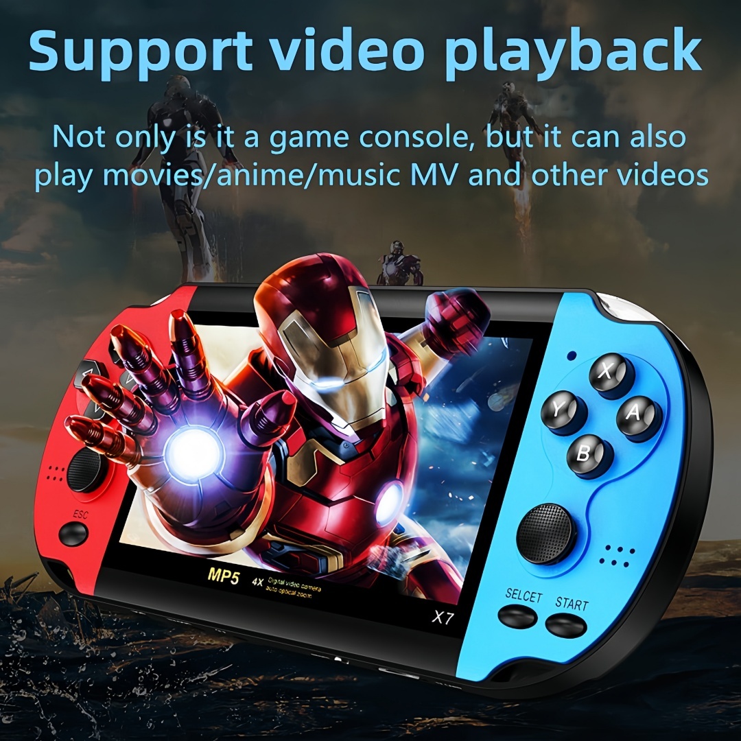 4.3 inch Color Video Game Console Dual Joystick Built-in 3000 Retro Games Support Arcade CPS/gba/gbc/gb/SFC/fc Video/Music/E-Book AV Out Rechargeable Lithium Battery Children's Gift