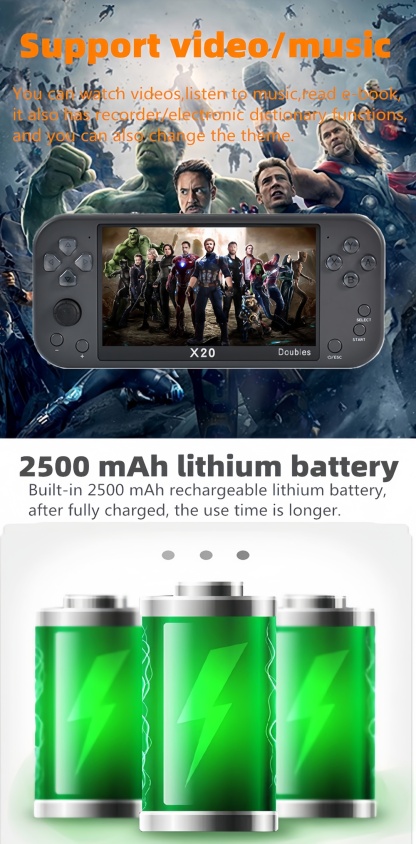 X20｜5.1-inch wireless double-player game console birthday/Christmas gift mp3/mp4