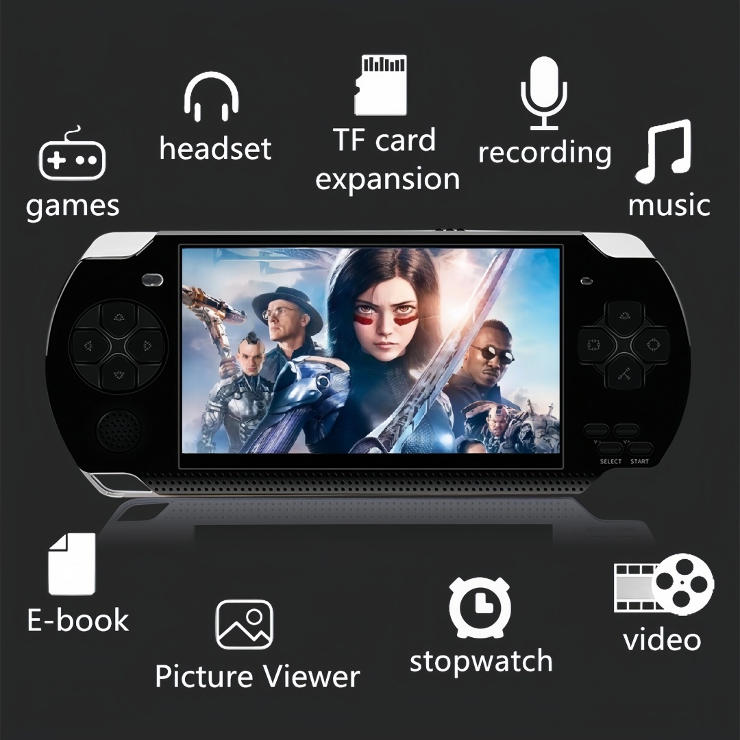 Video Game Console 4.3 inch 8GB Built-in 2000 Retrp Classic Games for Multiple Simulators Game can save multiple progress Video/Music/E-Book Portable Console Gift for Boyfriend/children