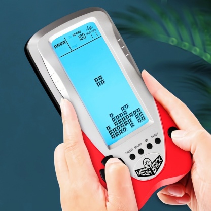 Blue backlit Block Game Console 3398 in 1 Retro Nostalgia Racing/Tank Battle/Snake Pocket Puzzle Game Console Handheld Portable Brick Educational Toy Console Gifts for Teenagers/Children