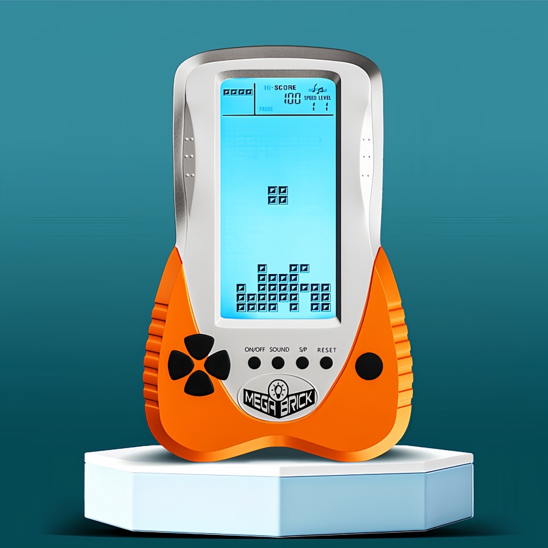 Blue backlit Block Game Console 3398 in 1 Retro Nostalgia Racing/Tank Battle/Snake Pocket Puzzle Game Console Handheld Portable Brick Educational Toy Console Gifts for Teenagers/Children