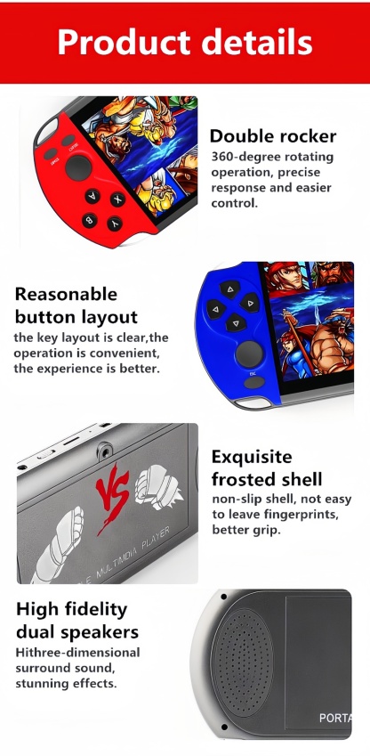 X40MINI｜6.5-inch double player video game console Supports wireless controllers Birthday/holiday/Christmas gift