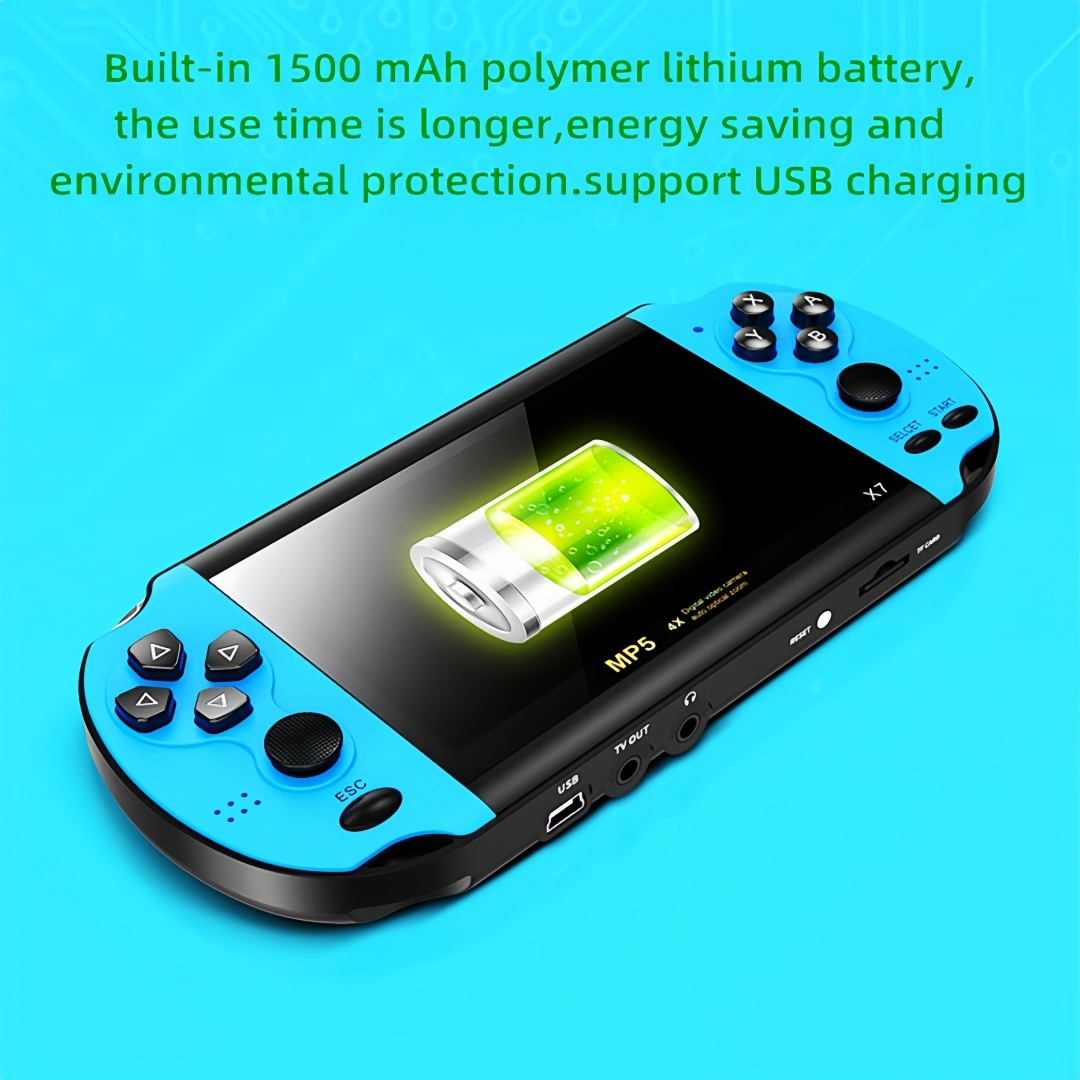 4.3 inch Color Video Game Console Dual Joystick Built-in 3000 Retro Games Support Arcade CPS/gba/gbc/gb/SFC/fc Video/Music/E-Book AV Out Rechargeable Lithium Battery Children's Gift