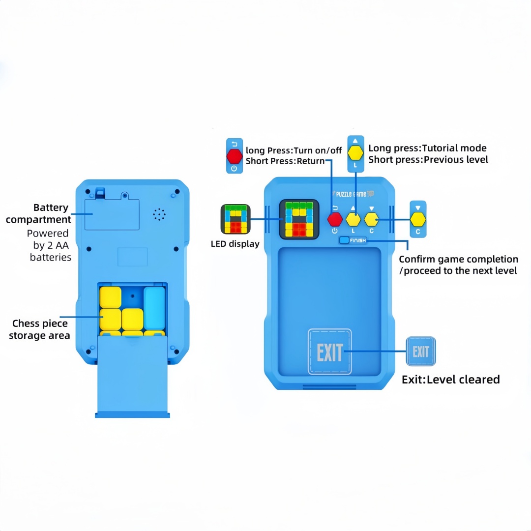 3D Intelligent Huarongdao Jigsaw Puzzle Game Machine Electronic Educational Toy Parent-child Interactive Digital Building Blocks Children/Teenagers Maze Escape Game Birthday/Holiday Gift