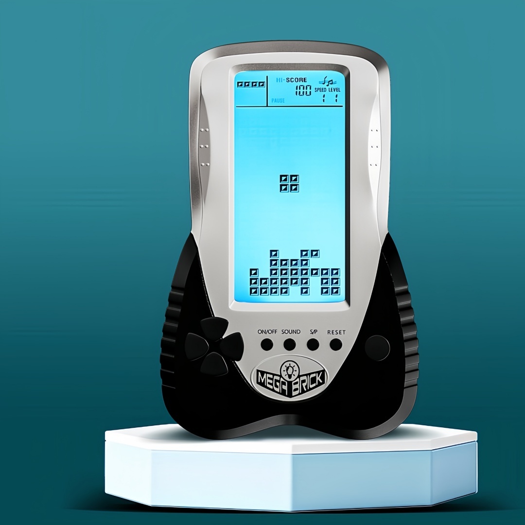 Blue backlit Block Game Console 3398 in 1 Retro Nostalgia Racing/Tank Battle/Snake Pocket Puzzle Game Console Handheld Portable Brick Educational Toy Console Gifts for Teenagers/Children