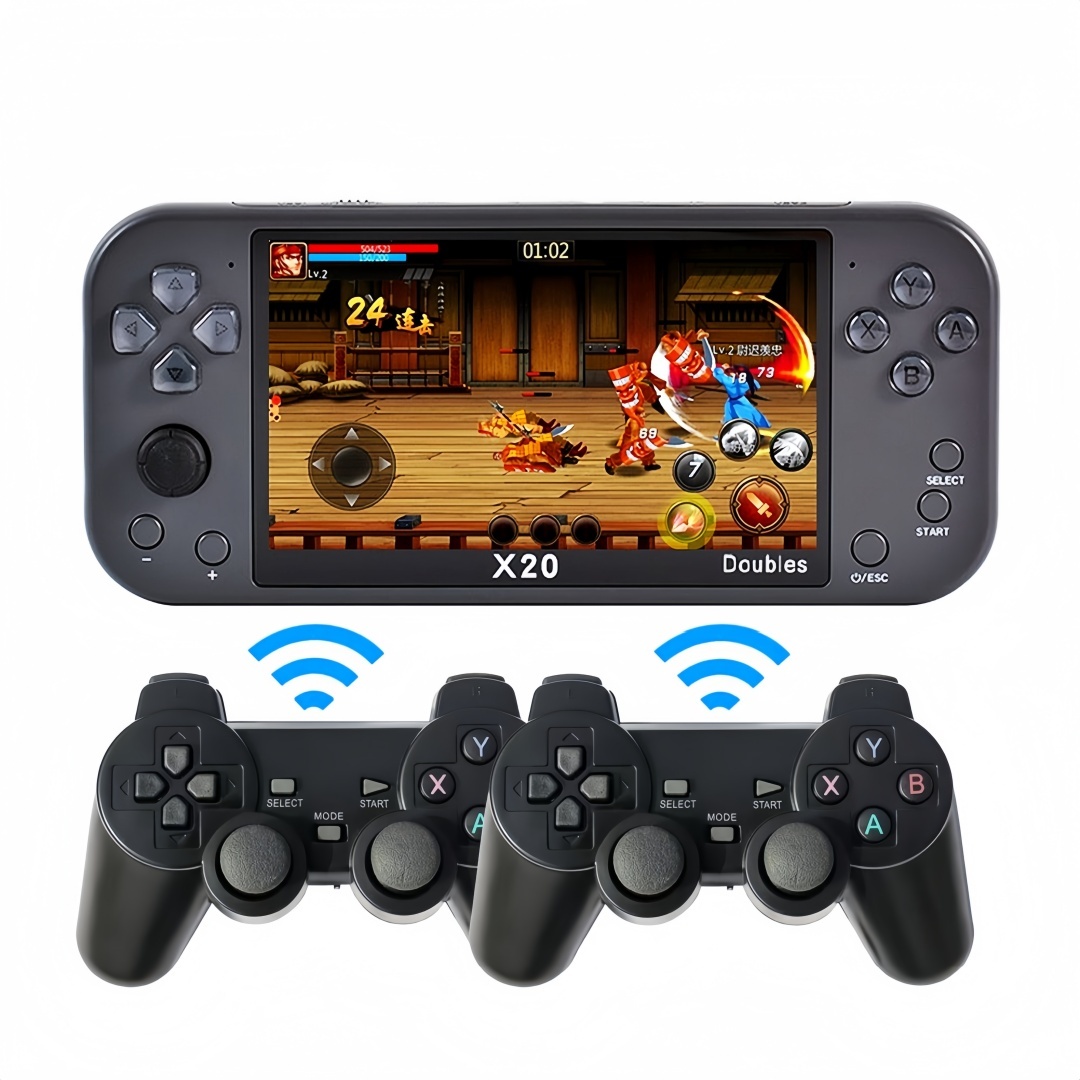 X20｜5.1 inch wireless controller double-player video game console built in 12000 retro games supports video/music/e-book/electronic dictionary/HDMI output lithium battery Voice recorder portable handheld game console