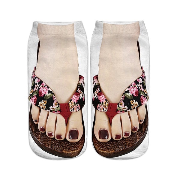 ⚡2024 Hot Sale 50% OFF - 💖Women Manicure Print Flip Flop Socks🎁