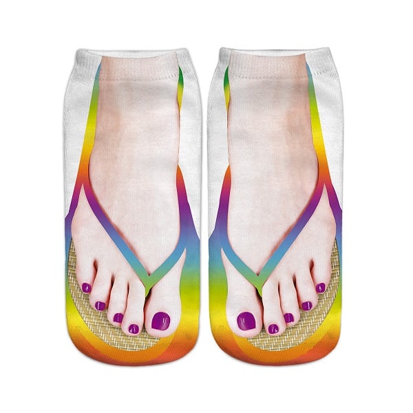 ⚡2024 Hot Sale 50% OFF - 💖Women Manicure Print Flip Flop Socks🎁
