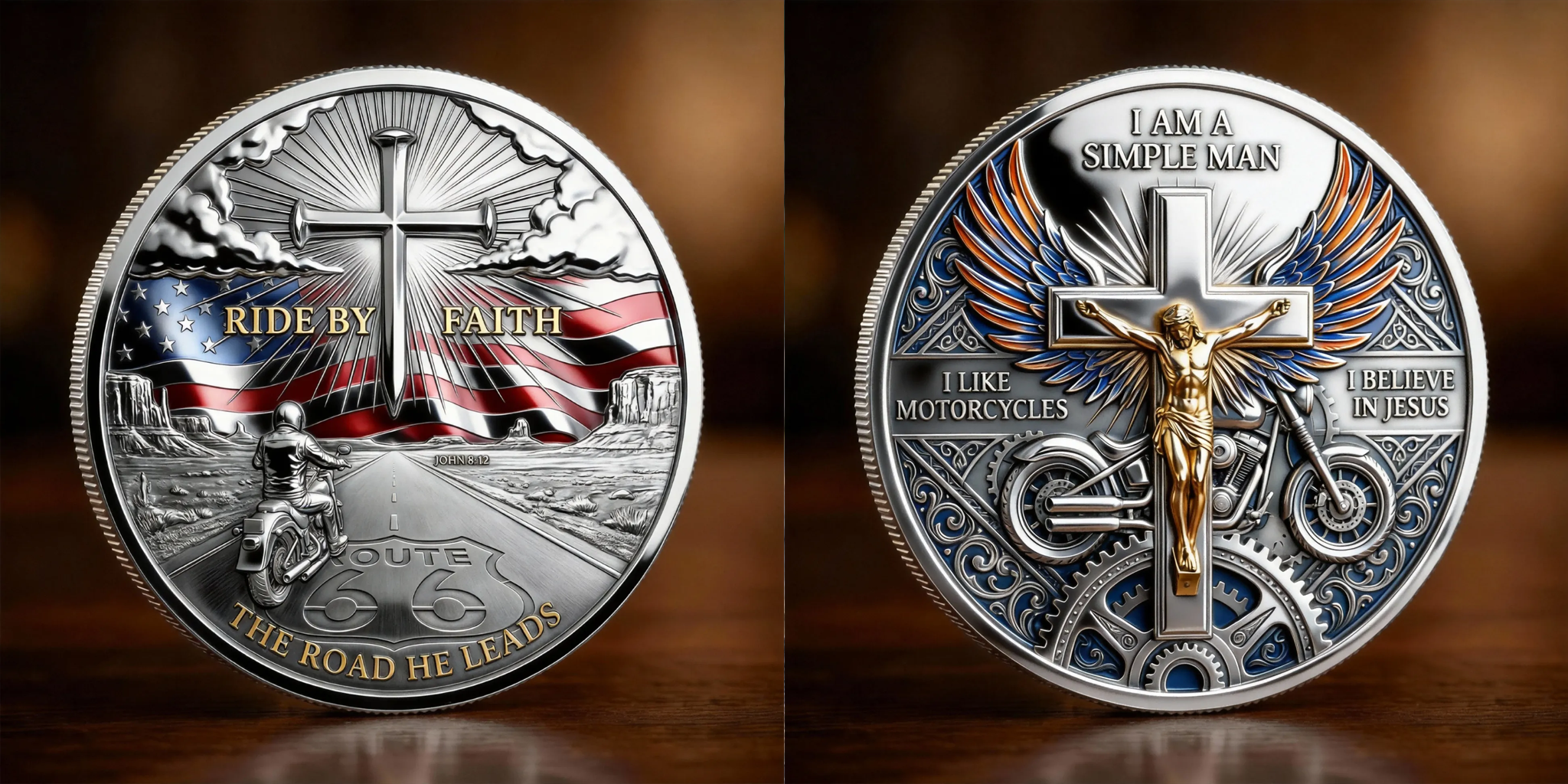 🏆NEW YEAR 60% OFF - 🏍️✝️ Ride by Faith — The Road He Leads Commemorative Coin