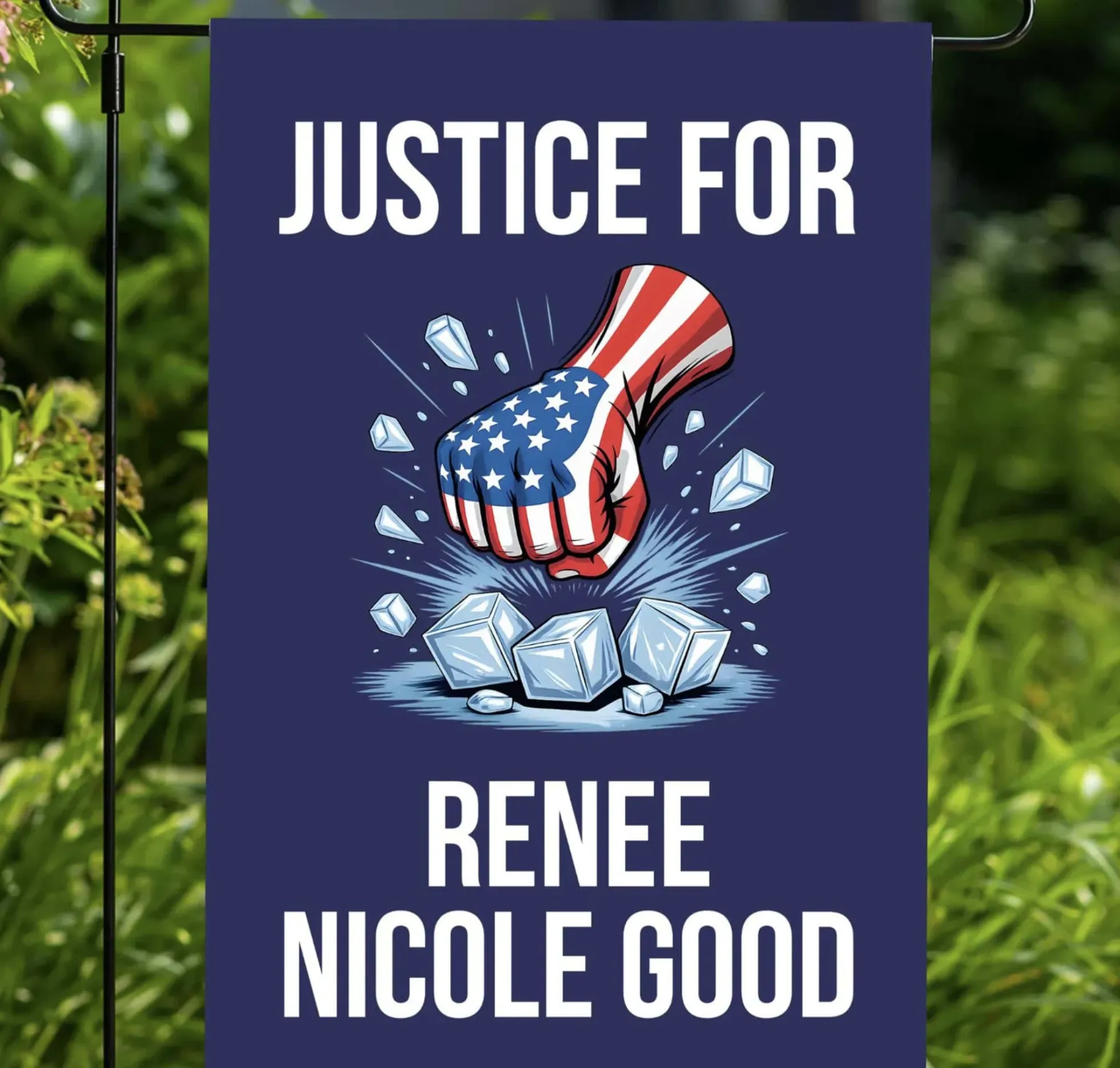 Justice For Renee Good Garden Flag Anti Trump Flag