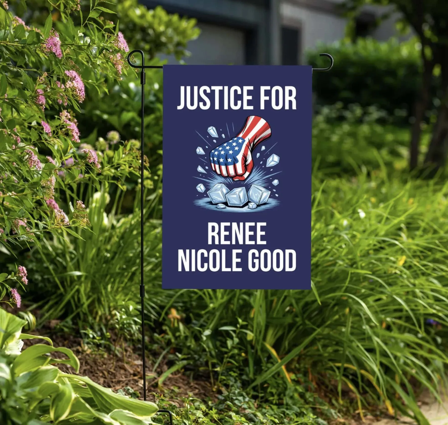 Justice For Renee Good Garden Flag Anti Trump Flag